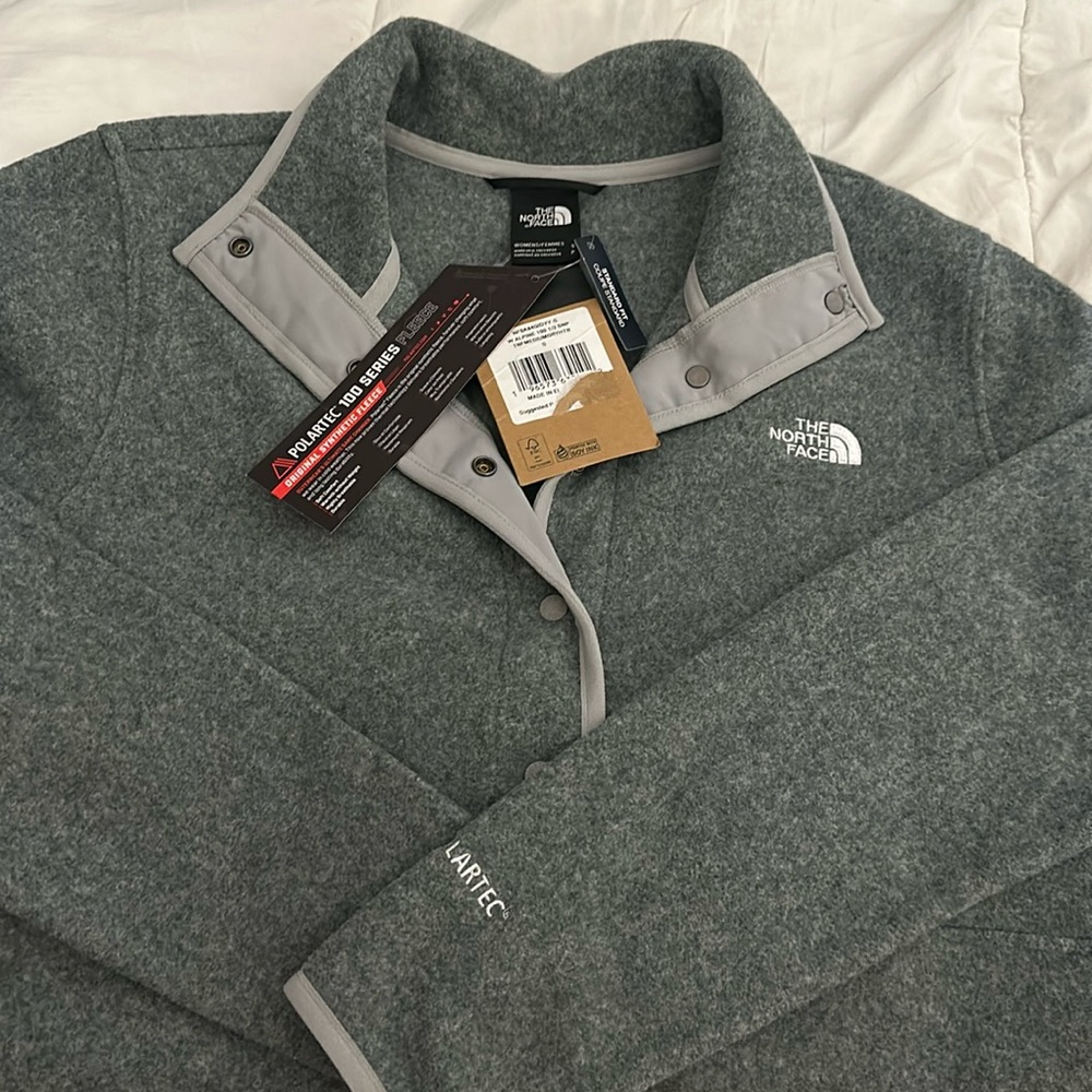 NWT The North Face Alpine Polartec 100 Half-Snap Jacket in Heather Grey - Picture 5 of 10